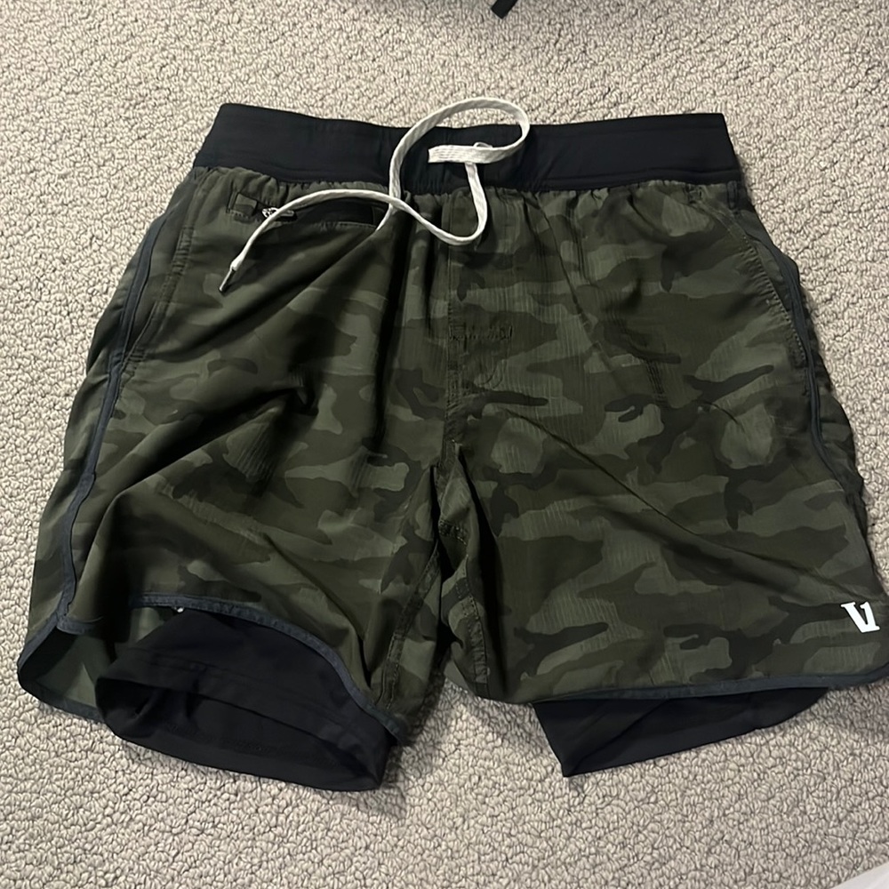 Vuori Stockton Green Camo Lined Shorts